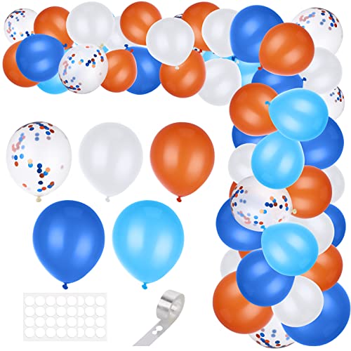 Prasacco 85 Stück Luftballon Set, Latex-Ballons 12/10/5 Zoll Dekorativer Luftballon für Geburtstagsfeiern Hochzeiten Heiratsanträge Jahrestage Familienfeiern(Blau, Orange, Weiß, Hellblau, Transparent) von Prasacco