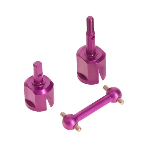 Ersatz für Tamiya TT01 TT02 1/10 RC-Autoteile, lila, Violett eloxiertes Aluminium, Achswelle aus Legierung, Gelenk, Radachsenadapter, Hundeknochen – Set für EIN Getriebe - Cup - Gelenk – 3 Artikel von PrecisionGeek