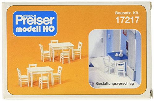 Preiser 1/87 th – pr17217 – Modelleisenbahnen – 2 Tische und 8 Stühle weiße von Preiser