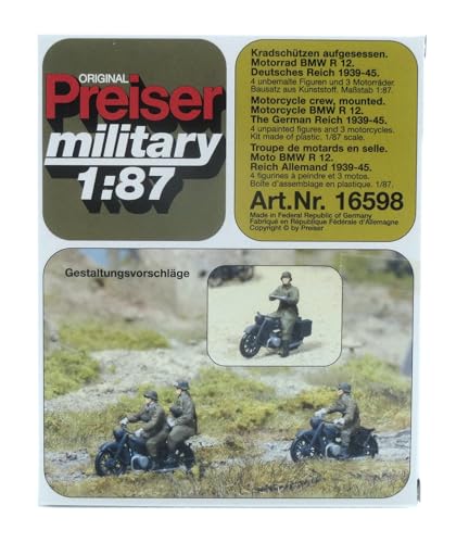 Preiser 16598 Deutsches Reich 1939-45 BMW R12 Motorrad Crew (3) Kit von Preiser