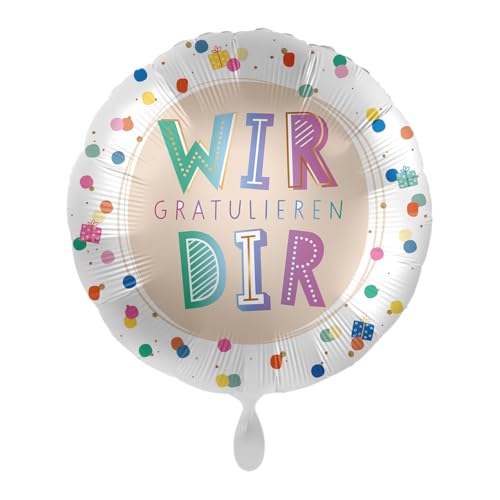 Folienballon * WIR GRATULIEREN DIR * als Deko und Geschenk für Geburtstag und bestandene Prüfung | Größe: 43cm | Partydeko Luftballon Ballon von Premioloon