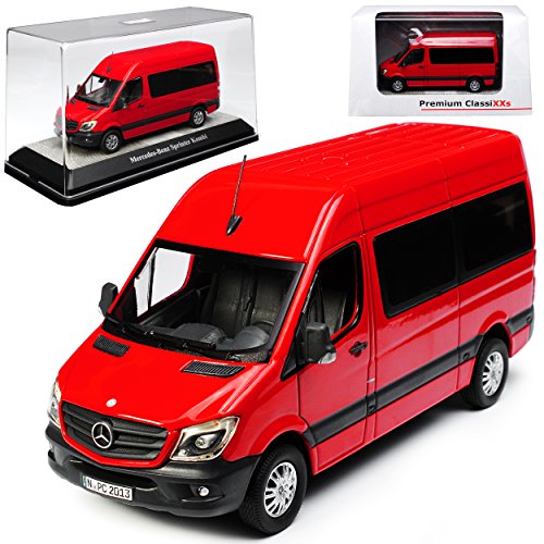 Premium Classixxs Mercedes-B Sprinter W906 Personen Transporter Rot Modell 2006 Ab Facelift 2013 1/43 Modell Auto mit individiuellem Wunschkennzeichen von Premium Classixxs