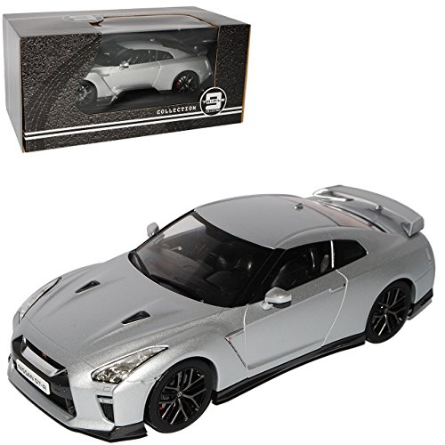 Nisan Skyline GT-R R35 Coupe Silber Version Ab 2017 Triple 9 1/18 PremiumX Modell Auto mit individiuellem Wunschkennzeichen von Premium X