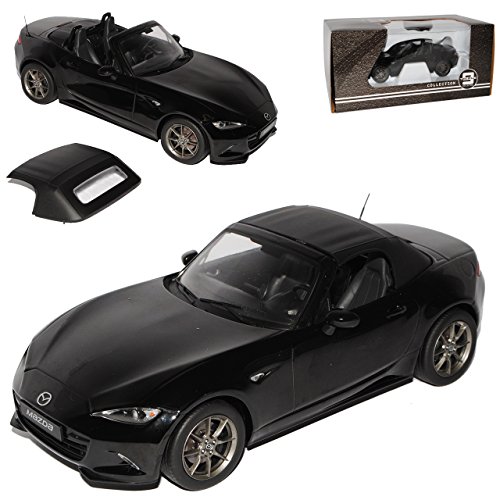 Mazda MX5 ND Cabrio Schwarz Metallic mit abnehmbarem Soft Ab 2015 Limitiert 1 von 600 Triple 9 1/18 PremiumX Modell Auto von Premium X