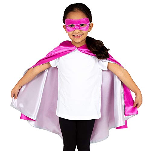 Pretend to Bee Superheldencape und MaskenSet Kostüm für Kinder, Unisex, Wendbar Pink und Silber, 3-7 Jahre von Pretend to Bee