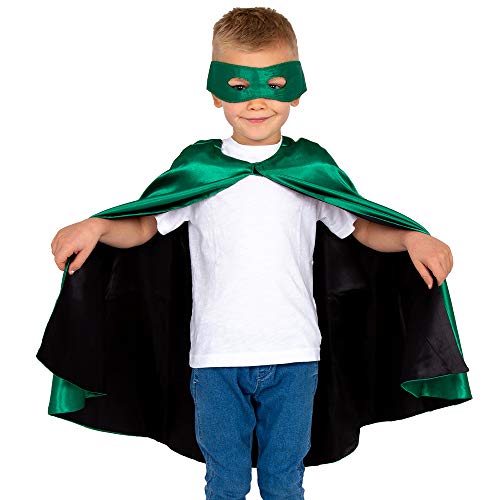 Pretend to Bee 1225D Superhero Superheldencape und Masken-Set Kostüm für Kinder, Wendbar Grün und Schwarz, Einfarbig, 3-7 Jahre von Pretend to Bee