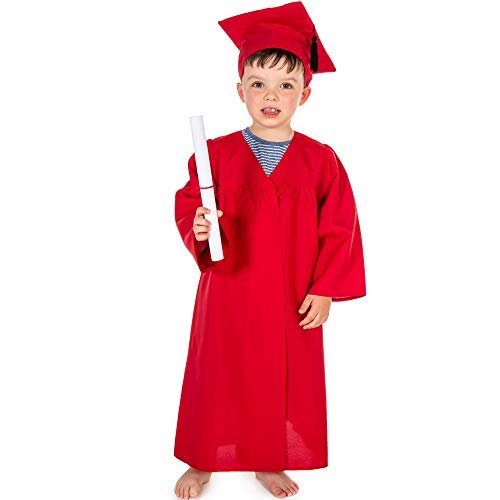 Pretend to Bee 1803_ROYAL_3/5 Rotes Abschlusskleid und Mütze, 3-5 Jahre, 2-teilig, pädagogisch, Unisex-Umhänge für Kinder Kostüme | Verkleidung für Kinder & Kleinkinder, 5-7 von Pretend to Bee