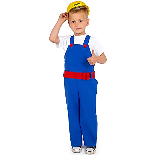 Pretend To Bee 8971 Builder Costume Set for Kids Construction Worker Bauarbeiter Kostüm für Kinder, Overall und Helm, Keine Angabe, Mehrfarbig, 5-7 Jahre von Pretend to Bee