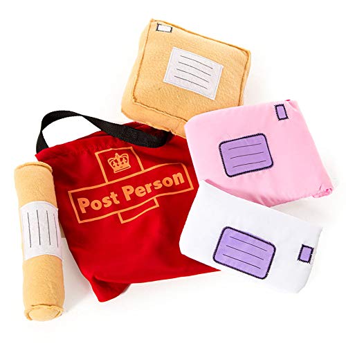 Pretend to Bee Postarbeiter Zubehör, Set mit 5 Weichen Paketen und Roter Posttasche, 18+ Monate von Pretend to Bee