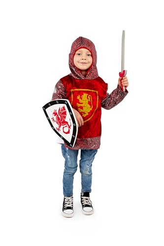 Pretend to Bee Royal Knight Bundle: Kostüm für Kinder, Rot, 3–5 Jahre und mittelalterlicher Ritter – Zubehörset – Kostüm für Kinder/Kleinkinder – Schaumstoff und Schild, ab 18 Monaten von Pretend to Bee