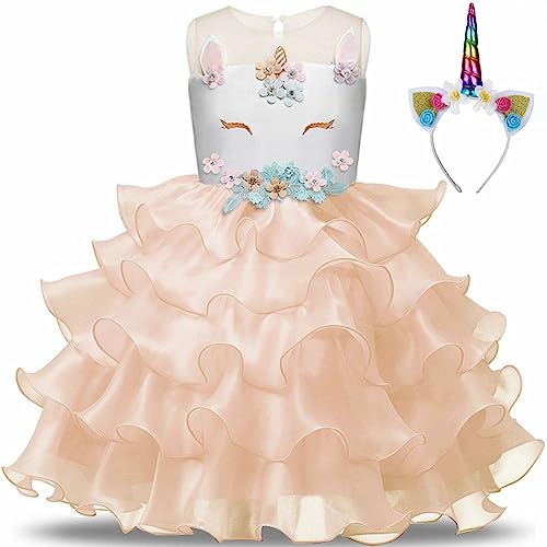 Einhorn Dress Up Kostüm für Mädchen - Einhorn Prinzessin Verkleidung & Stirnband für Mottoparty, Geburtstag/Hochzeit und Halloween, Alter 3-4 Jahre von Pretty Princess