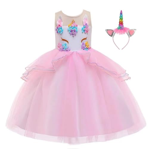 Mädchen Einhorn Dress Up - Prinzessin Einhorn Kostüm & Stirnband für Mottoparty, Geburtstag & Halloween Cosplay, Alter 4-5 Jahre von Pretty Princess