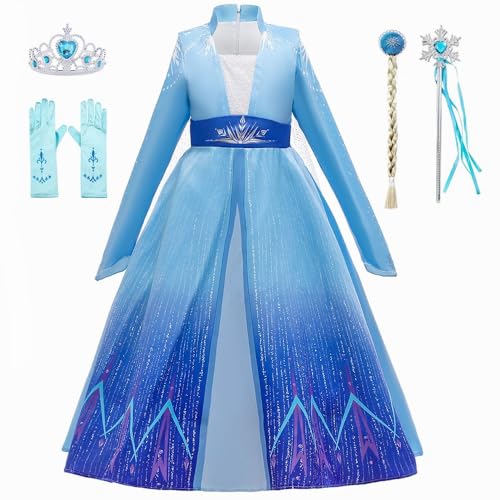 Pretty Princess Mädchen Schneekönigin-Kostüm, langärmelig, Elsa-Kostüm und Zubehör für Halloween, Weihnachten, Alter 3–4 Jahre von Pretty Princess