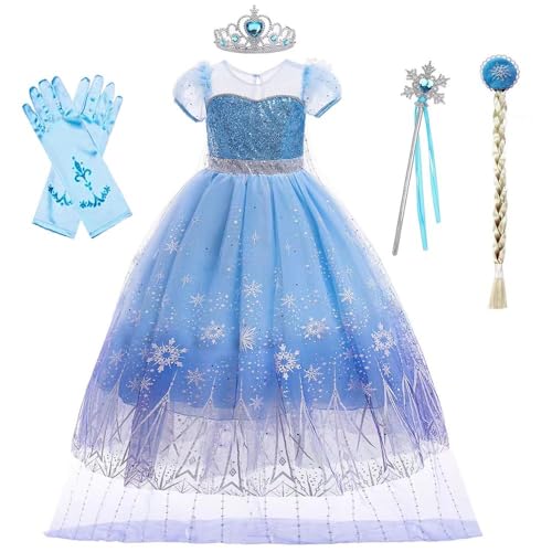 Prinzessin Kostüme für Mädchen, Elsa Verkleidung Kostüm & Zubehör für Dress Up Party Geburtstag Halloween Cosplay Alter 2-3 Jahre von Pretty Princess