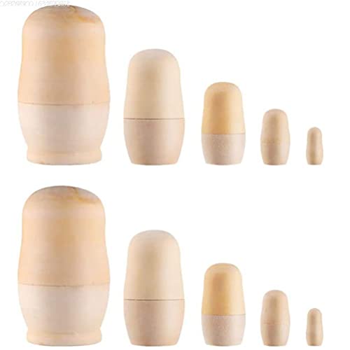 Prevessel 2 Sets einfarbige Puppen, Weihnachten, unlackierte Holzpuppen, DIY Kinder Nesting Dolls Blanko Stapelbare Puppen Weihnachten Eltern-Kind-Aktivitäten DIY Enthusiasten von Prevessel