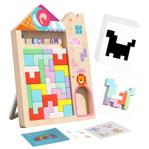 PrfcNL Wooden Multifunctional Puzzle - 3D-Holzpuzzle zur Verbesserung der Feinmotorik, logisches Denken und Farberkennung von Prfc.NL