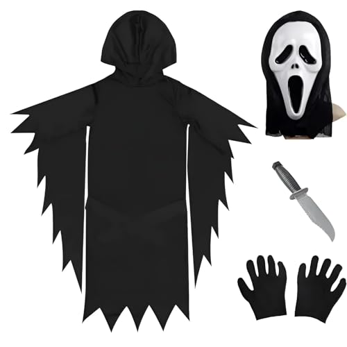 Primal Internet GmbH Halloween Kostüm Damen, Herren, Kinder gruselig | Mörder, Scream, Angst, furchteinflößend, erschrecken (Kid XL) von Primal Internet GmbH