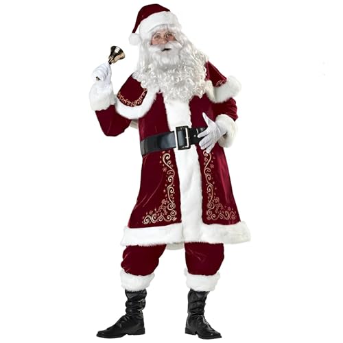 Primal Internet GmbH Weihnachtsmann Kostüm Deluxe Damen & Herren | M bis 4XL, 5XL & 6XL Übergröße | Santa Claus Komplett-Set-Angebot 12-teilig (M) von Primal Internet GmbH