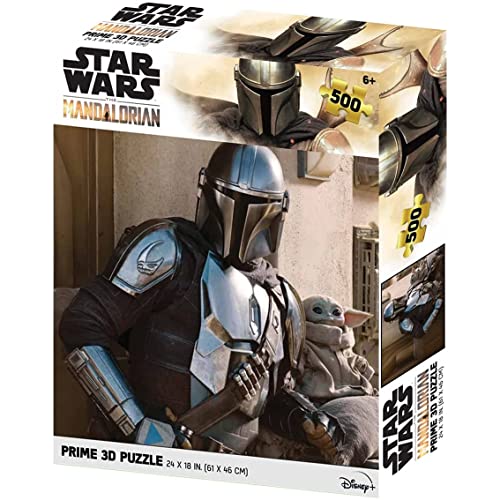 Prime 3D 32628 RD-RS263093 The Mandalorian Grogu Linsenpuzzle und Controller 500 Teile, bunt, único von Prime 3D