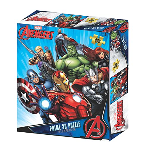 PRIME 3D Marvel Avengers, 3D-Linsenraster-Puzzle, 61 cm x 46 cm, 500 Teile, Spiele und Puzzles, ab 5 Jahren von Prime 3D