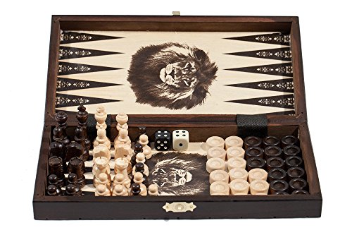 Prime Chess 7.6cm 1 - Hölzernes Schach Backgammon Damespiel Set - KLEIN von Prime Chess