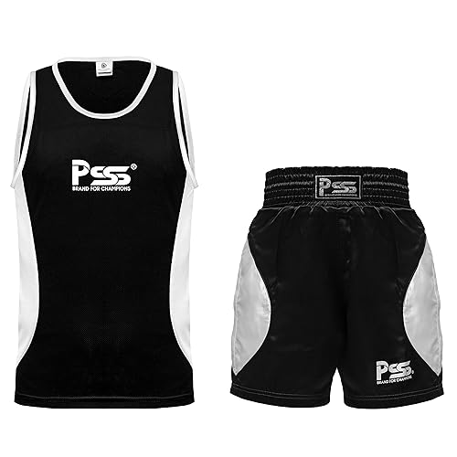 Prime Sports Kinder Boxen UNIFORM 2 2-TEILIGES Satz (TOP & Shorts) SCHWARZ, 05 Till 06 Jahre ALT Kinder von Prime Sports