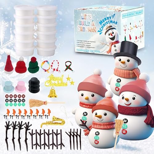 12-Pack Bauen Sie EIN Schneemann Kit Schneemann Handwerk für Kinder, Modellierung Ton Schneemann DIY Kit, Weihnachtsstrümpfe Stuffers für Kinder, Weihnachtshandwerk von Primepixell