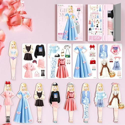 Magnetic Princess Dress Up Papierpuppe, Magnet Dress Up Spiele, Spielen Reise Playset Spielzeug Magnetic Dress Up Puppen und Pretend für Mädchen (Erin), Kinder, Medium von Primepixell