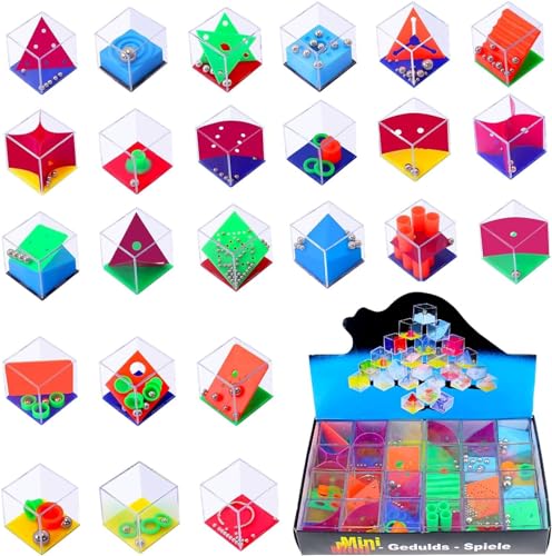 Mini Würfel Puzzle Box Set, Gehirn Spiel 24PCS Labyrinth Puzzle Box 3D Dreidimensionale Ball Labyrinth Lustige und kühle Gehirn Teaser für Kinder-sicher für Jungen, Mädchen, Teens (Blau) von Primepixell