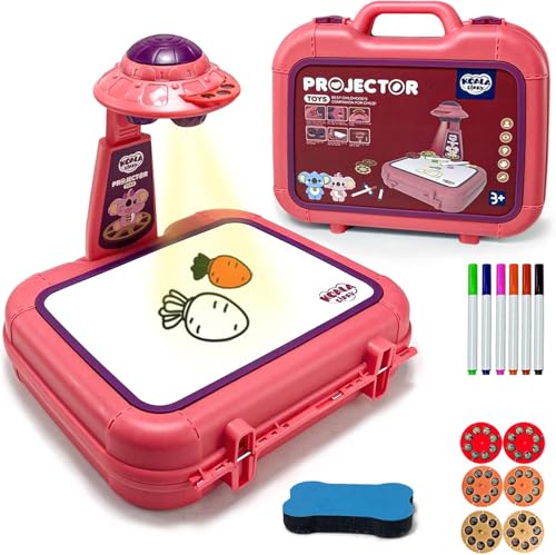 Zeichnung Projektor Tisch für Kinder, LED Projektor Kinder Spielzeug Pädagogisches Frühes Lernen Projektion Zeichnung Tabelle Skizze Doodle Board, Kinder (Rot) von Primepixell