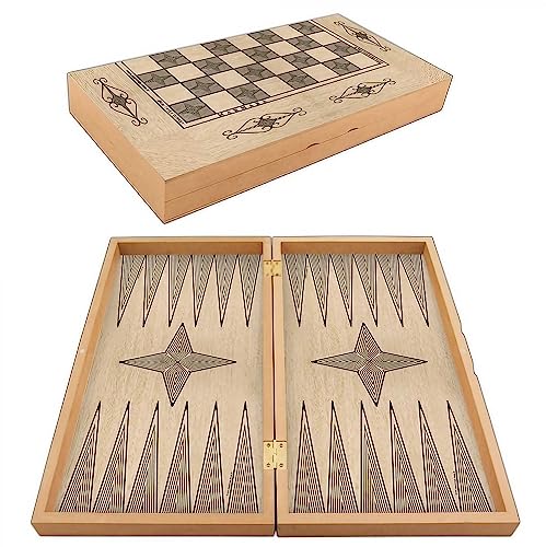 PrimoGames Deluxe Holz Backgammon Set Stellar XXL - 50x48 cm - inklusive Schachbrett - in braun von PrimoGames