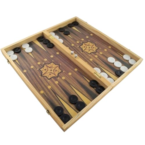 PrimoLiving Holz Backgammon & Schachspiel Set - 50x47 cm - inklusive Backgammon und Schachbrett von PrimoLiving