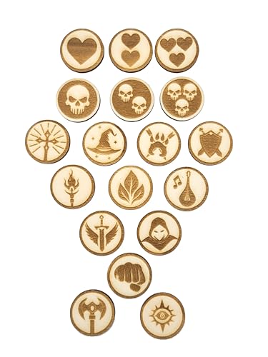 Printable Adventure Lasergravierte DND Helden-Token aus Holz – 18 Battlemap Marker für alle Klassen & Death Saves – Dungeons and Dragons Tabletop Zubehör Printable Adventure Lasergravierte DND Helden-Token aus Holz – 18 Battlemap Marker für alle Klassen & Death Saves – Dungeons and Dragons Tabletop Zubehör von Printable Adventure