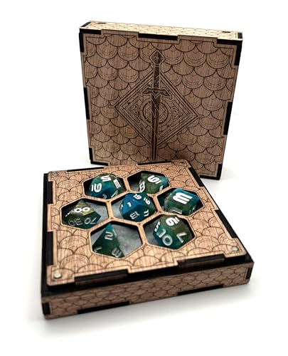 Printable Adventure Würfelbox Mit Würfelschale Holz und Filz Würfelteller für RPG DND Dungeons and Dragons Würfel Gaming von Printable Adventure