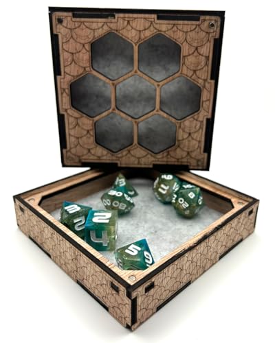 Printable Adventure Würfelbox Mit Würfelschale Holz und Filz Würfelteller für RPG DND Dungeons and Dragons Würfel Gaming von Printable Adventure