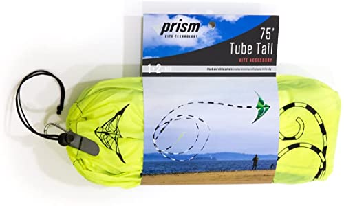 Prism Kite Technology Flying Tube Tail Kite Zubehör für die meisten Einzel- und Dual-Line-Drachen, 22,9 m, Schwarz und Weiß TT75-22 75-feet von Prism