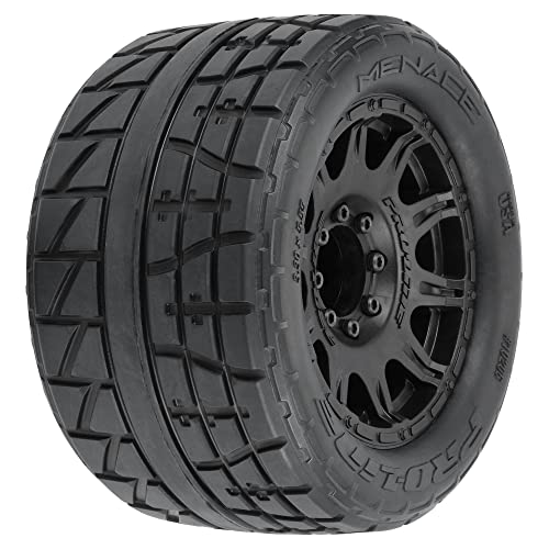 1/8 Menace HP Belted F/R 3.8" MT Tires Mounted 17mm Black Raid (2) von Pro-Line