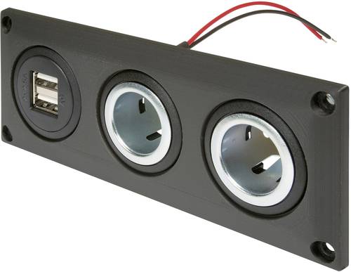 ProCar Einbausteckdose mit USB-A Doppelsteckdose + 2 Powersteckdosen Belastbarkeit Strom max.=20A 12 von ProCar