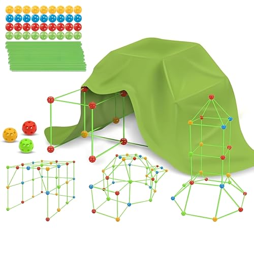 122pcs Kreatives DIY Bauspielzeug,DIY HöHle Kinder Konstruktionsspielzeug, DIY Fort Konstruktions Spielzeug Mit Spielzelt,HöHle Bauen Kinder Bauspielzeug Für MäDchen Jungen von Probuk