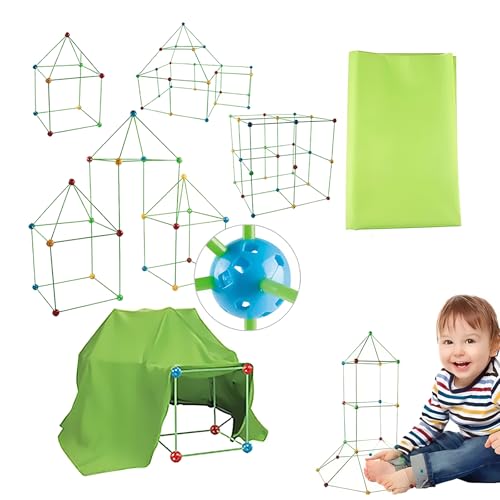 122pcs Kreatives Diy Bauspielzeug, Diy HöHle Kinder Konstruktionsspielzeug, Diy Fort Konstruktions Spielzeug Mit Spielzelt, HöHle Bauen Kinder, HöHle Bauen Kinder Bauspielzeug FüR MäDchen Jungen von Probuk