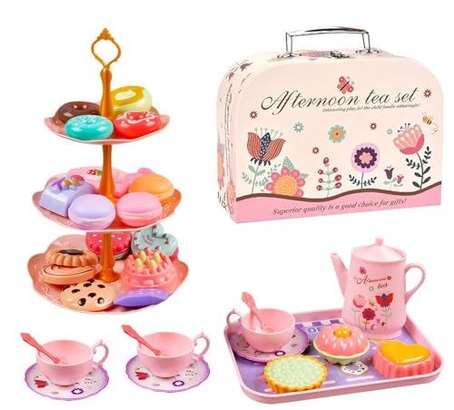 36 Pcs Teeservice Kinder, Tea Party Set Kids, Teeparty Rollenspiel für kleine Mädchen,Spielküche Zubehör für Kinder Küche Tee Party, Teeservice Kinderküche für Kinder Mädchen 3 4 5 6 7 8 Jahren von Probuk