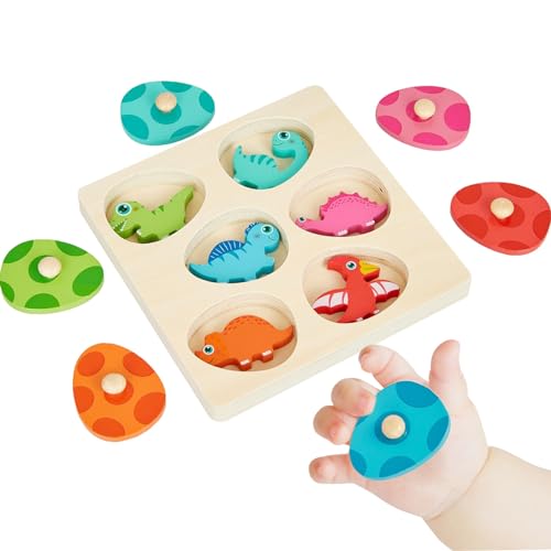 Montessori Spielzeug, Dino Eier Holzspielzeug, Dino Eier Steckpuzzle Holzpuzzle ab 1 Jahr, Kinder Sortierspiel Motorikspielzeug, Pädagogische Lernspielzeuge, Baby von Probuk