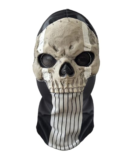 Probuk Geistermaske,Cosplay Realistische Requisiten,Cosplay Kostüm Vollgesichtsmaske Kopfbedeckung,Halloween Gruselige Masken für Erwachsene/Kinder Cosplay Geister Maske von Probuk