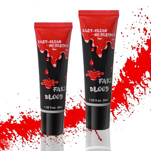 Probuk Halloween Kunstblut Set, 2er Fake Gefälscht Blut, 30ml Fake Blood, Realistisch, Abwaschbar & Sicher, Halloween Flüssigkeit Schminke für Halloween Kostüm, Cosplay, Zombie, Vampire Monster von Probuk