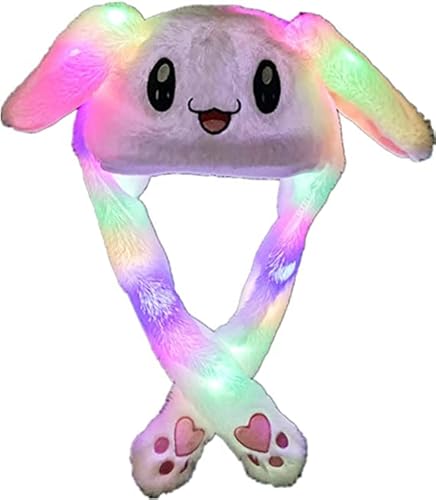 Probuk Hasenohren Hut Weiß LED Beweglichen Ohren Drücken der Tiermütze Machen die Ohren Bewegen Kinder Erwachsene Lustige Spielzeug Bunny Hat für Make up Party, Weihnachtsfeier Fasching, Cosplay von Probuk