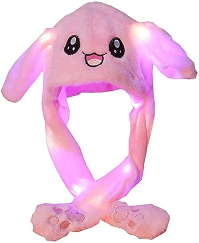 Probuk Plüsch Bunny Rosa LED Beweglichen Ohren Drücken der Tiermütze Machen die Ohren Bewegen Kinder Erwachsene Lustige Spielzeug Bunny Hat für Make up Party, Weihnachtsfeier Fasching, Cosplay von Probuk