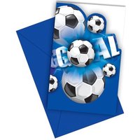 Fußball Einladungen blaues Design mit blauen Umschlägen im 6er Pack von Procos