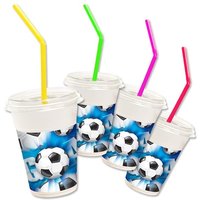 Fußball-Milchshake Becher 12er Pack Fußball Tisch-Deko Geburtstag von Procos