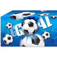 Fußball-Tischdecke blau "GOAL" mit Fußbällen, 1,2×1,8m, PVC-Folie von Procos