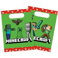 Minecraft Mitgebseltüten aus Papier, 4er Pack, 22cm x 16cm von Procos